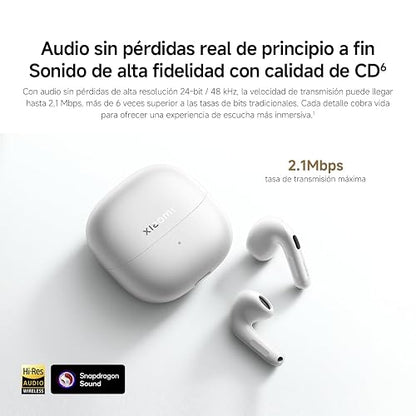 XIAOMI Buds 6, True Wireless Bluetooth, Hi-Res, Gris Titanio | 35h Reproducción, Cancelación de Ruido con 3 mic, Localiza fácilmente, Conexión multidispositivo, Harman Audio EFX, IP54
