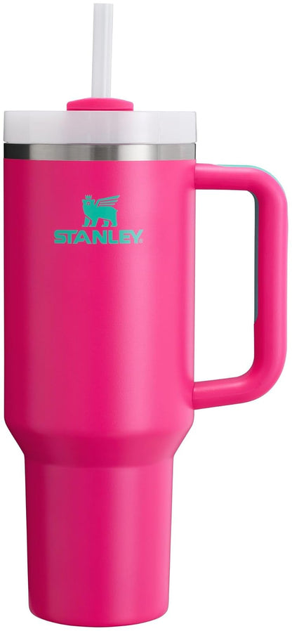 Stanley Quencher H2.0 Vaso Térmico con Popote, Acero Inoxidable, 14 a 64 oz - Rosa pasión - 40 onzas