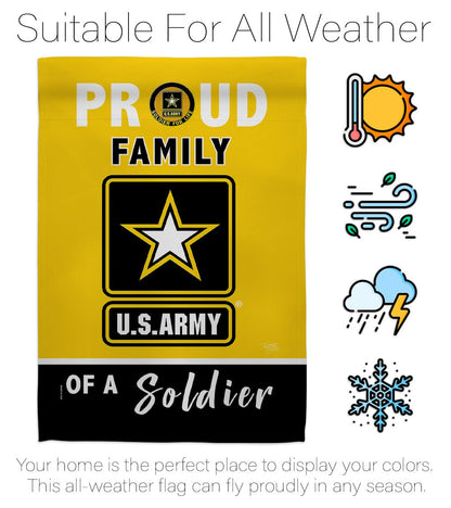 Breeze Decor Orgullosos Family - Bandera de jardín de las Fuerzas Armadas Rangers del Ejército de los Estados Unidos de América, Militar Veterano Jubilado Oficial Decoración de la Casa Banner Pequeño Patio Regalo Doble Cara Hecho en Estados Unidos