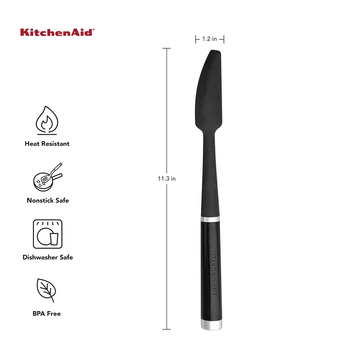 KitchenAid - Espátula clásica en frasco, talla única, color negro