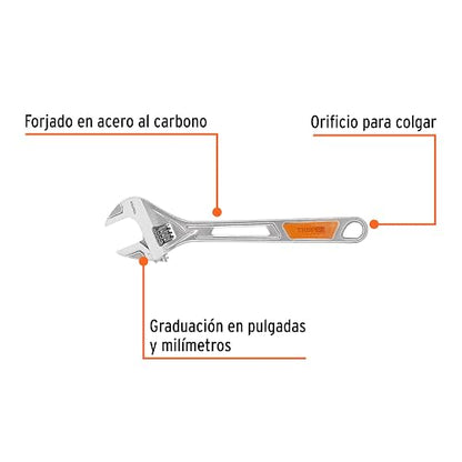Truper PET-12X, Perico, mango comfort grip, cromado 12"