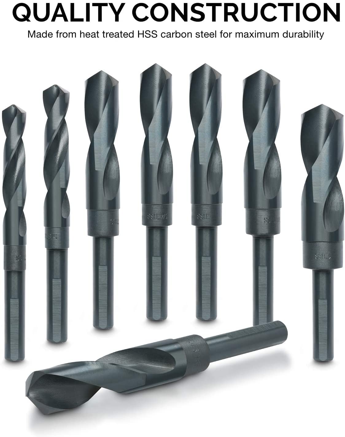 Hiltex 10005 HSS - Juego de brocas para taladro industrial (8 unidades, 1/2")