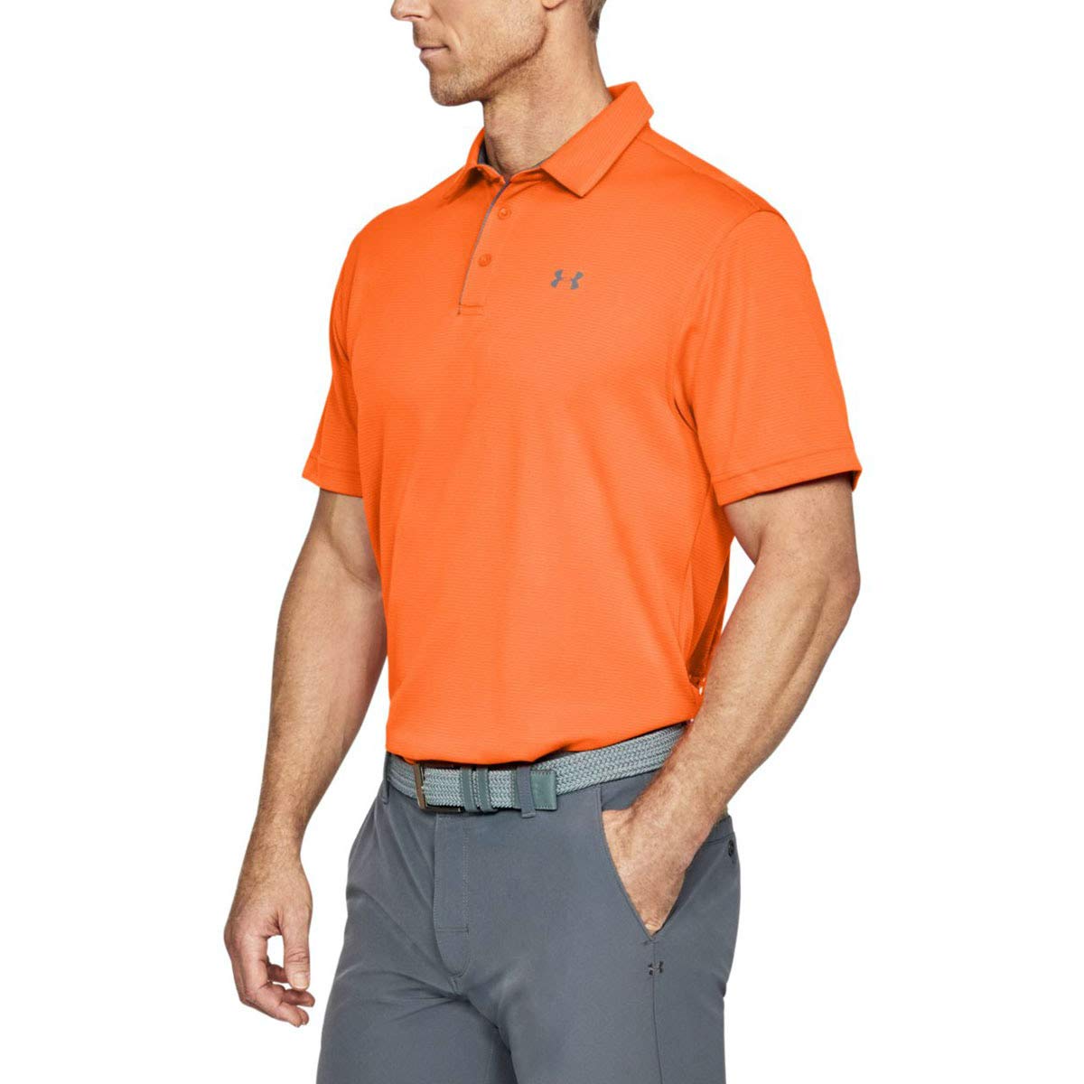Under Armour Polo de Golf UA Tech para Hombre - 4XL - Naranja (Team Orange - Graphite - 800)