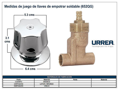 URREA 652QG Juego de Llaves de Empotrar Soldables