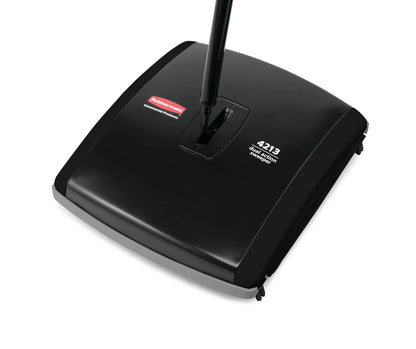 Rubbermaid Barredora mecánica de doble acción, Negro, Acero galvanizado y plástico ABS resistente, Para pisos duros y alfombras de pelo bajo