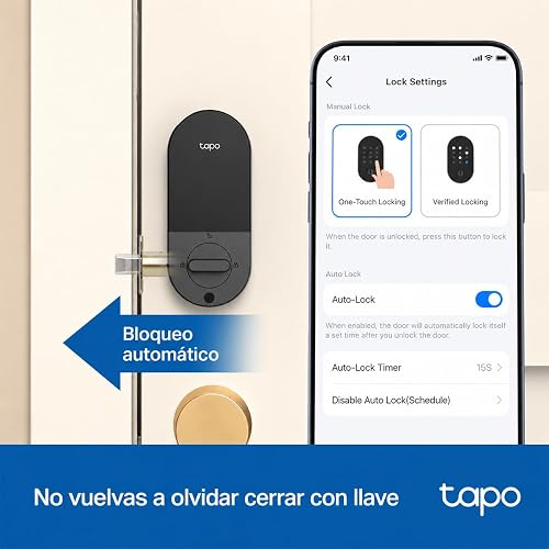 TP-Link Tapo DL100 Cerradura Digital WiFi con Teclado - 4 Modos de Acceso - Hasta 200 Códigos - Batería de Larga Duración - Comandos de Voz - Bloqueo Automático - App Tapo - Protección IP54