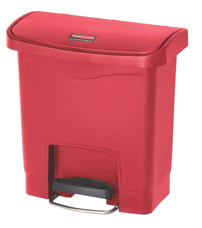 Rubbermaid Commercial Products Streamline® – Contenedor Delgado para Espacios Reducidos, Bote con Pedal Frontal, Cierre Silencioso y Bisagra que No Daña la Pared, Capacidad de 15 L, Rojo 1883563 - 4 Gallon - Plastic Front Step Step-On - Rojo
