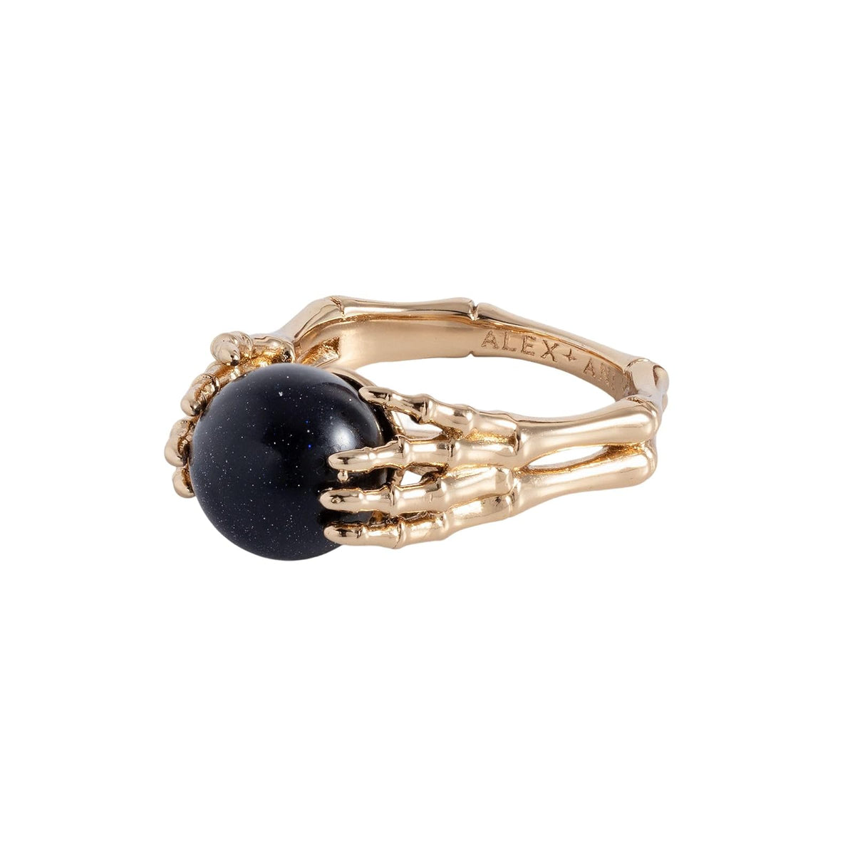 Alex and Ani - Anillo de bola de vidrio, sin níquel, elegante pieza de declaración, tamaño 7, anillo grueso hecho a mano de estilo gótico