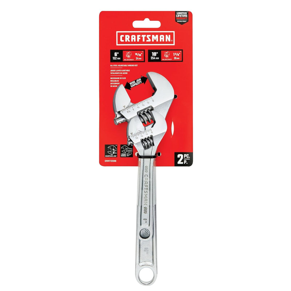 Craftsman Juego De Llaves Ajustables De Acero, 2 Piezas (CMMT12006)