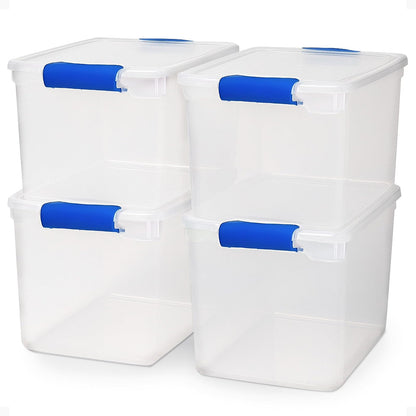 Homz Almacenamiento de plástico, 31 Cuartos - 4 Pack, Transparente, 31 qt, 1, 4