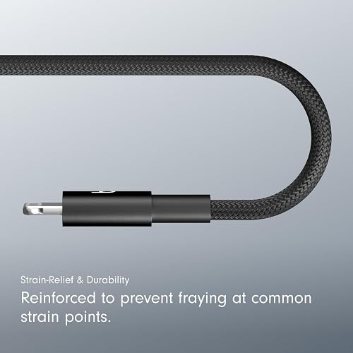 Beats Cable corto trenzado de USB-C a Lightning, carga rápida para iPhone y iPad, diseño resistente que no se enreda, compatible con dispositivos Apple con entrada Lightning (20 cm) — Negro eléctrico