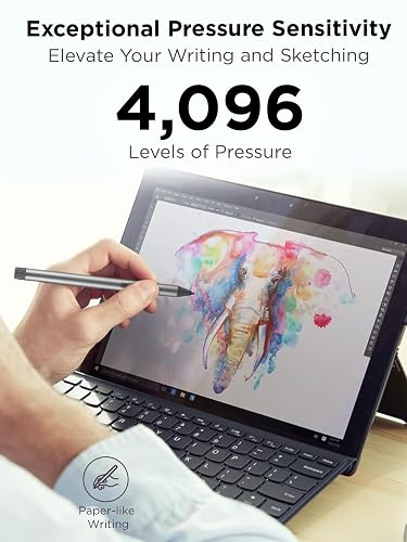 Lenovo Bolígrafo Digital 2 (portátil) – Respuesta Ultra táctil – 4.096 Niveles de presión – Punta de elastómero de Tacto Natural – Duración extendida de la batería – Plata