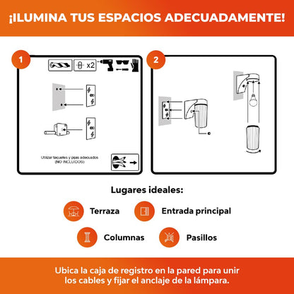 Tecnolite - Lámpara de exterior LED para sobreponer, 14 W, Luz de Día, Base E27