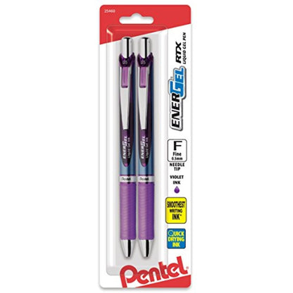 Pentel EnerGel RTX Bolígrafos Retráctiles de Tinta Líquida de Gel - Aguja de 0.5mm - 2 Unidad (Paquete de 1) - Violeta