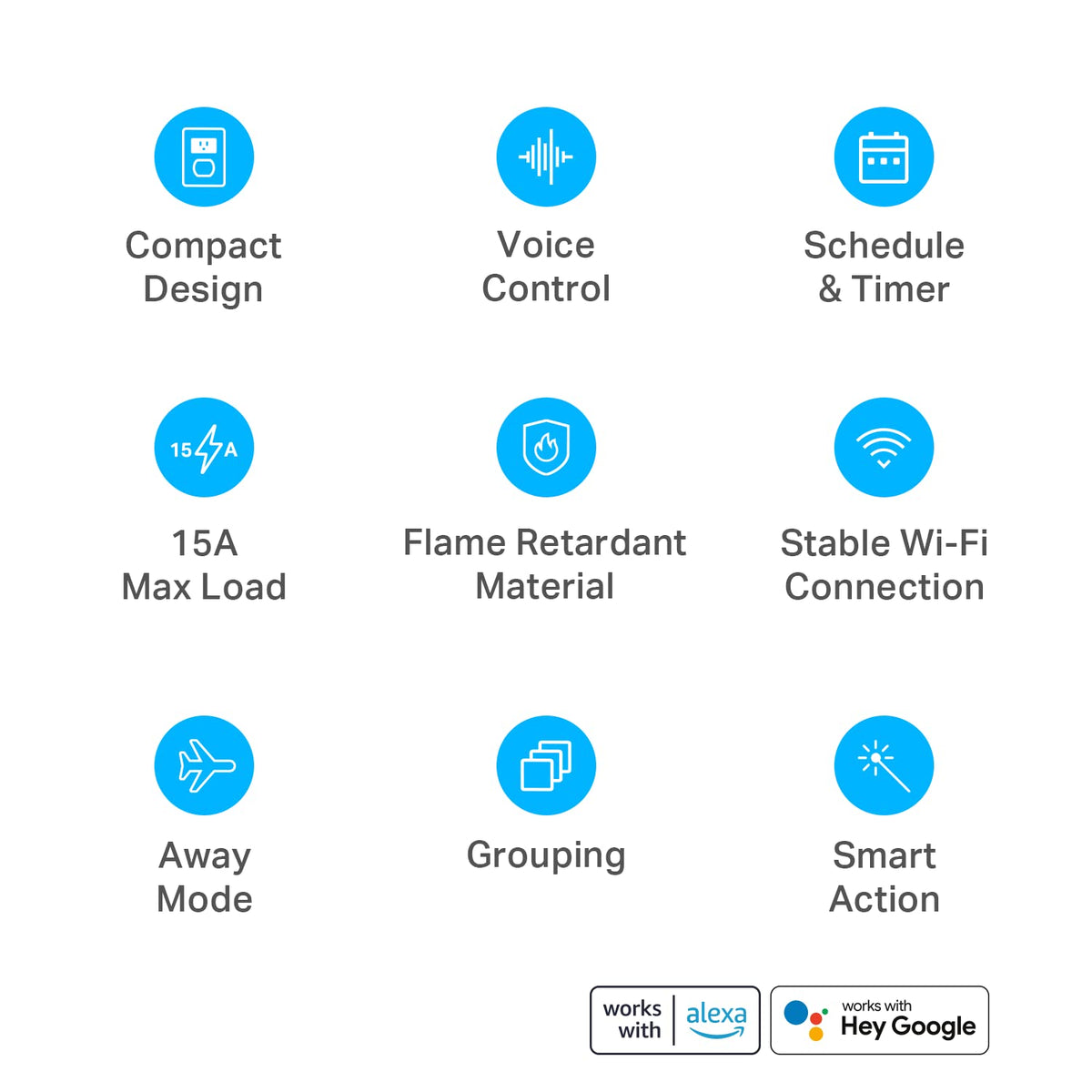 Kasa Smart Plug Mini 15A, toma Wi-Fi para el hogar inteligente funciona con Alexa, Google Home e IFTTT, no requiere concentrador, certificado UL, WiFi 2.4G solamente, paquete de 4 (EP10P4), blanco