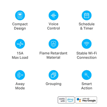 Kasa Smart Plug Mini 15A, toma Wi-Fi para el hogar inteligente funciona con Alexa, Google Home e IFTTT, no requiere concentrador, certificado UL, WiFi 2.4G solamente, paquete de 4 (EP10P4), blanco