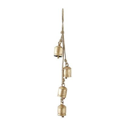 Deco 79 Campanas Decorativas de Metal rústico, 4 x 3 x 29 Pulgadas, Dorado