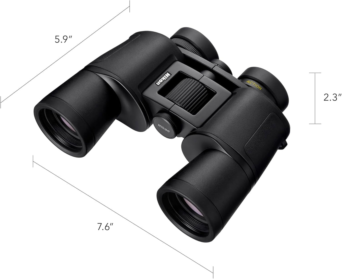 Nikon Action - Binocular de 8 x 42 | Óptica Revestimiento de Revestimiento múltiple, Brillante, Vista Amplia, Potencia 8X, caperuza Ajustable de Giro y Deslizamiento y diseño Porro-Prism