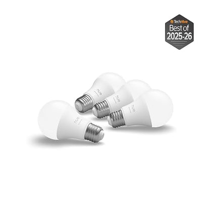 Philips Hue Kit de 4 Focos inteligentes con luz multicolor | Ambiente blanco y de color, E26, 7.2W, 2200K-6500K, 800 lúmenes, regulable, funciona con Alexa, Google Assistant, Apple Home