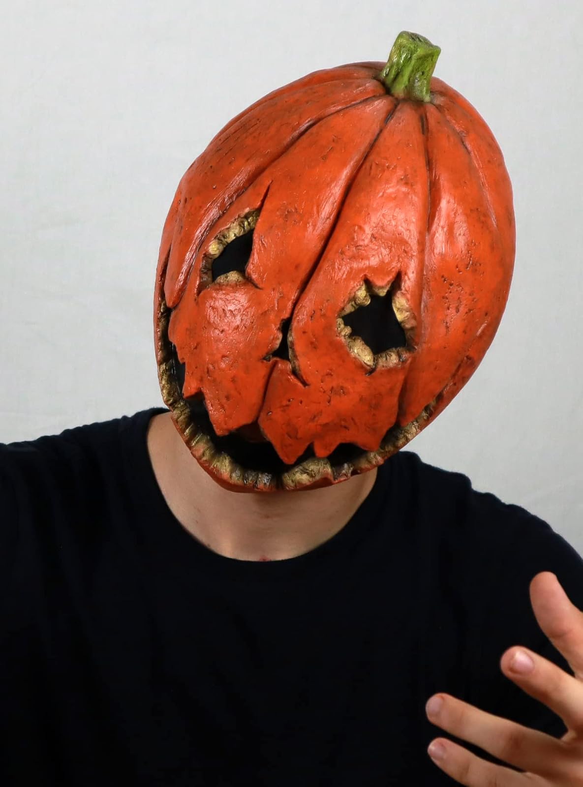 Last Night Pumpkin, Máscara de Látex de Calabaza Diabólica, Disfraz de Hombre Calabaza Ideal para Fiestas de Disfraces y Halloween por Ghoulish Productions.