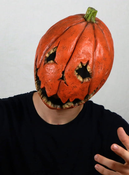 Last Night Pumpkin, Máscara de Látex de Calabaza Diabólica, Disfraz de Hombre Calabaza Ideal para Fiestas de Disfraces y Halloween por Ghoulish Productions.