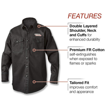 Lincoln Electric - Camisa de Manga Larga con Soldadura Negra, Ligera, Transpirable, Retardante de Llama, Talla XL