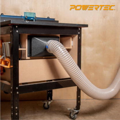 POWERTEC 70169 Mini Gulp colector de polvo con puerto de identificación de 4 pulgadas, accesorio de plástico ABS para manguera de recogida de polvo para carpintería