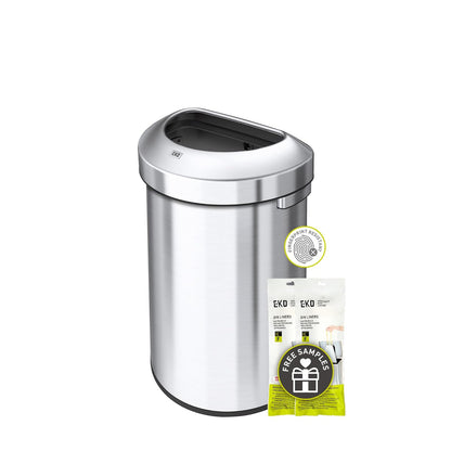 EKO Urban Bote de Basura Comercial 60 L con Tapa Abierta | Acero inoxidable cepillado, sin tapa, bandeja drenaje, asa transporte
