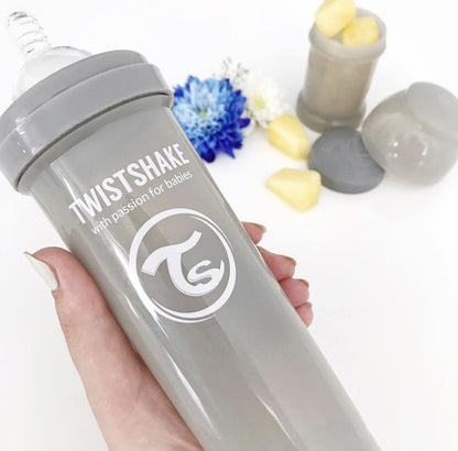 Twistshake Biberón Anticólicos de 330 ml | Tetina de Silicona Similar al Pecho | Mamila de Flujo Rápido 4+ Meses | Hecho de Plástico Libre de BPA | Ideal para Lactancia Normal| Piezas Intercambiables