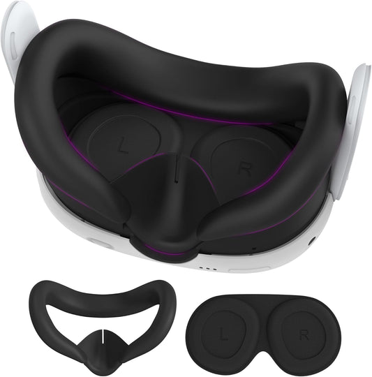 AMZDM Funda para Almohadilla Facial Meta Quest 3 con Protectores de Lentes Fundas de Silicona VR Lavables para Fundas de cojín Facial Oculus Quest 3 (Solo Funda de Silicona, Interfaz de plástico no i
