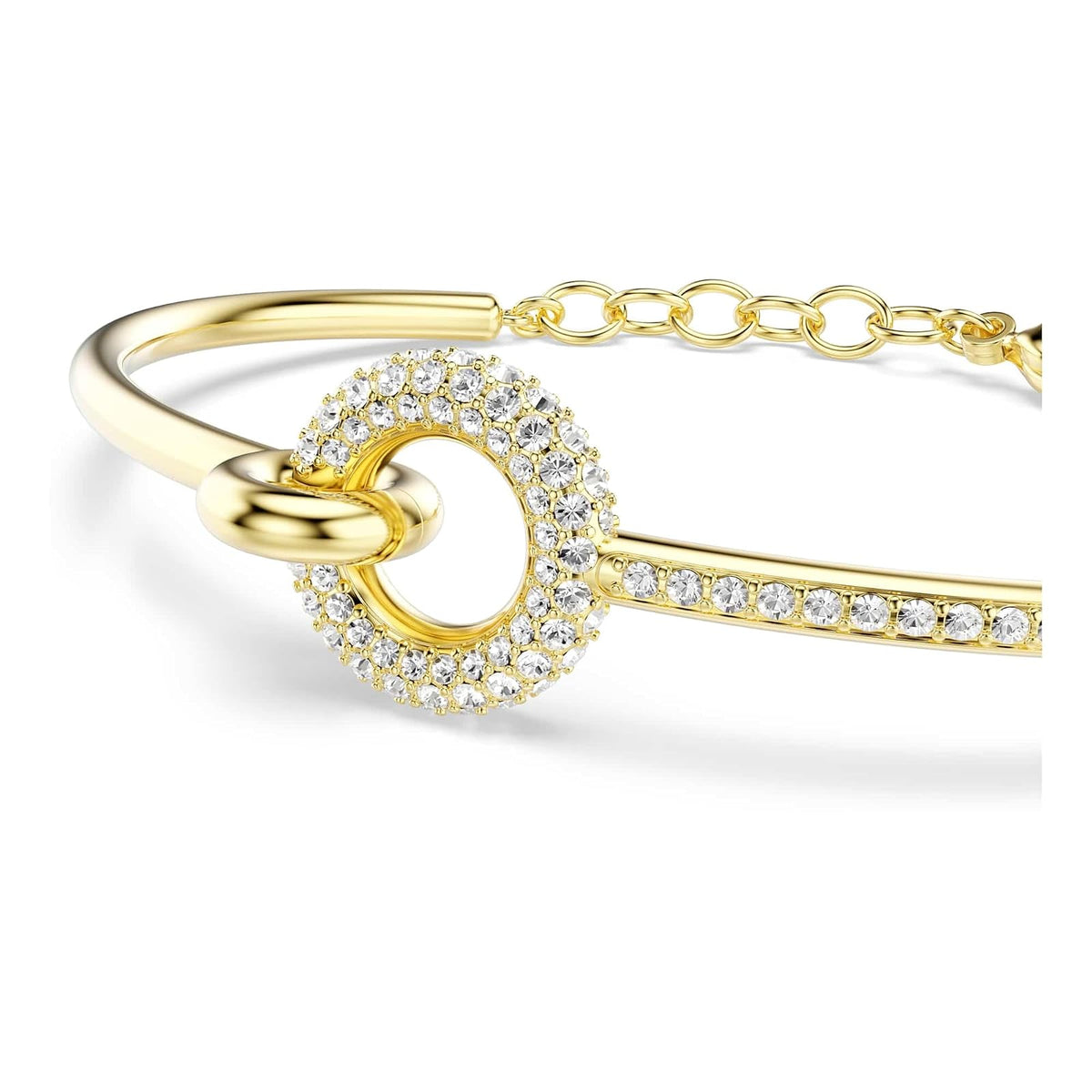 pulsera Swarovski Dextera, corte redondo, blanco, oro tSwarovski chapado en uno
