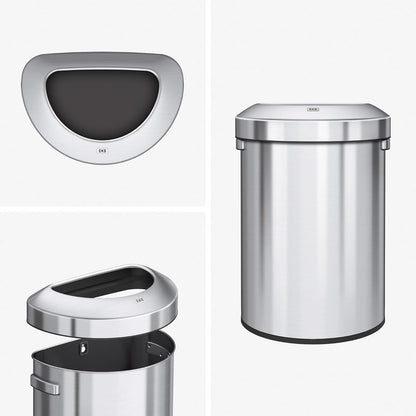 EKO Urban Bote de Basura Comercial 60 L con Tapa Abierta | Acero inoxidable cepillado, sin tapa, bandeja drenaje, asa transporte