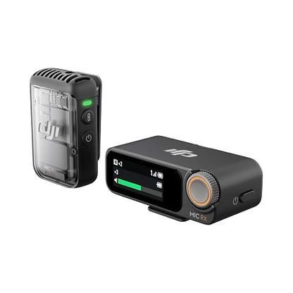 DJI Mic 2 (1 TX+1 RX) | micrófono inalámbrico con cancelación de ruido inteligente, grabación interna flotante de 32 bits, sonido optimizado