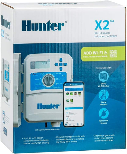 Hunter - Controlador de riego exterior de 8 estaciones Gris X2800