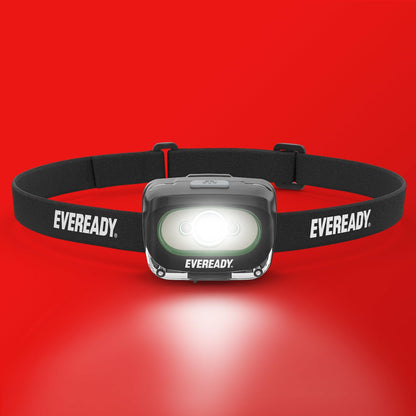 Eveready Value - Linterna Frontal Recargable IPX4, Resistente al Agua, Lente irrompible, luz LED para Exteriores y de Emergencia, Cable USB Incluido, Negro