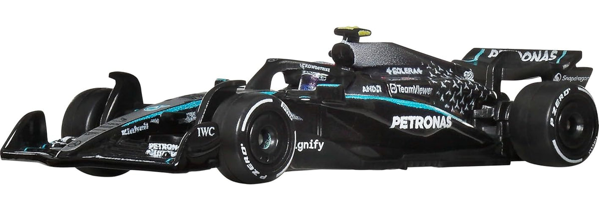 Hot Wheels Collector Mercedes AMG Petronas F1 Kimi Antonelli, Auto Premium Escala 1:64 Metal/Metal con Llantas Real Riders Y Decoración Auténtica