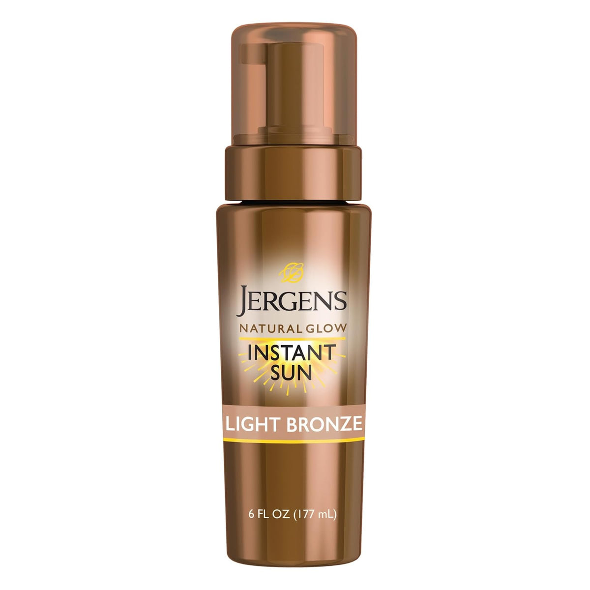 Jergens Natural Glow Instant Sun Espuma Autobronceadora Corporal 177 ml - (Light Bronze) - Jergens Natural Glow Instant Sun - Mousse bronceador sin sol para cuerpo, bronce claro, 6 onzas