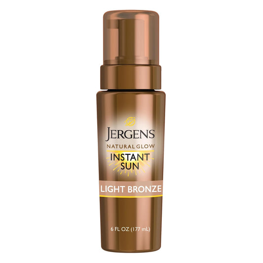 Jergens Natural Glow Instant Sun Espuma Autobronceadora Corporal 177 ml - (Light Bronze) - Jergens Natural Glow Instant Sun - Mousse bronceador sin sol para cuerpo, bronce claro, 6 onzas