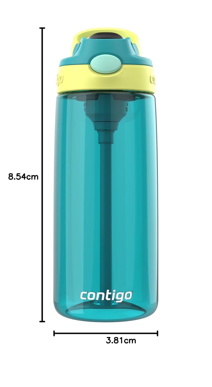 Contigo Botella de Agua para Niños Plástico Libre de BPA 590ML Azul y Verde con Popote Autospout Fácil de Lavar con Asa