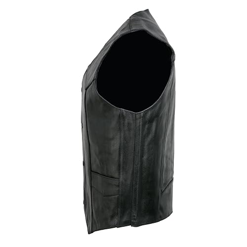Event Biker - Chaleco de Cuero para Hombre “Promo, Basic”, Negro, XS