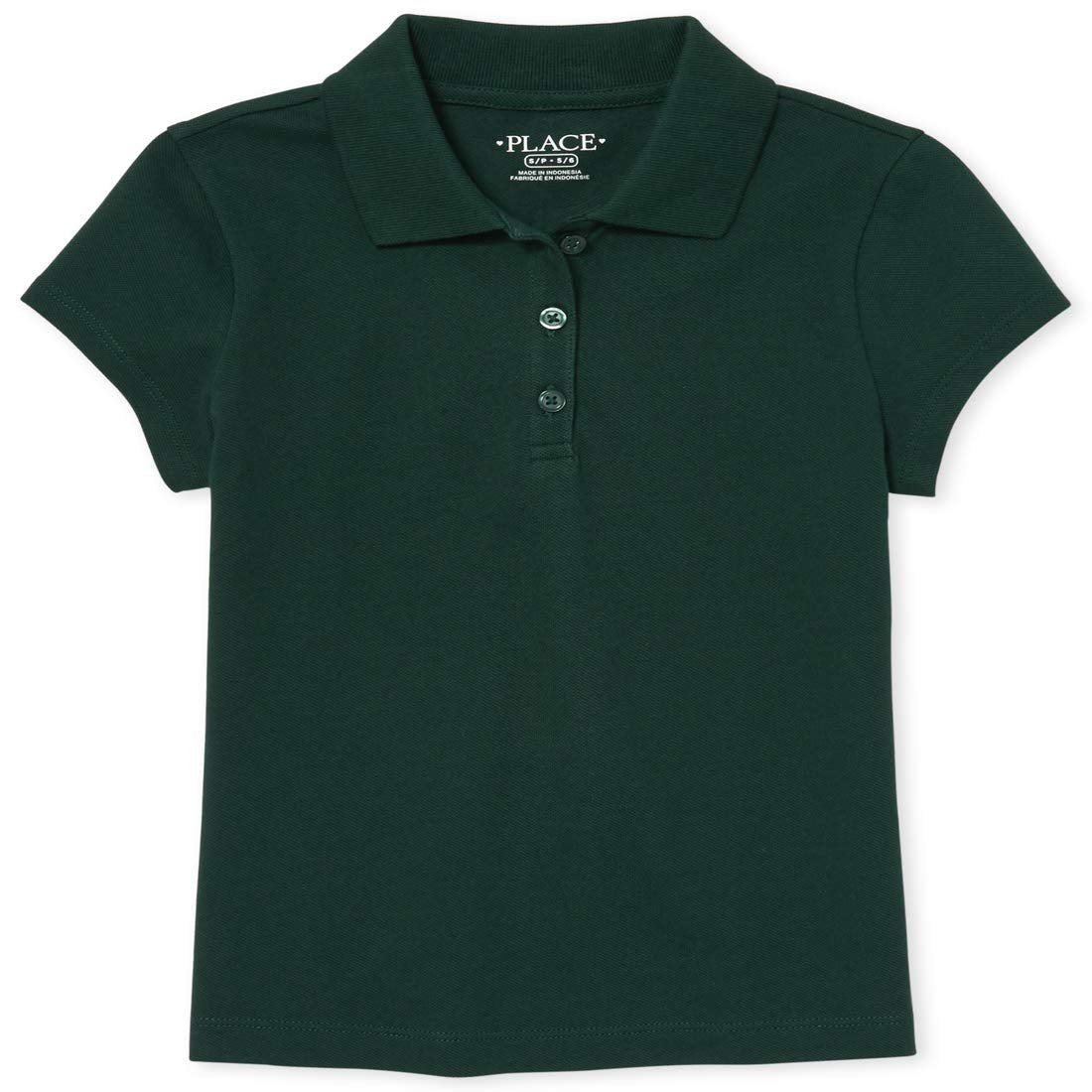 The Children's Place Polo Escolar de Manga Corta para Niña - Verde - XS