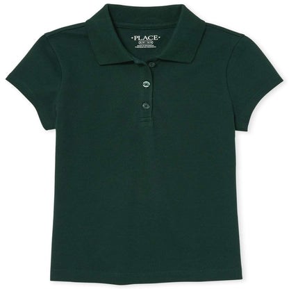 The Children's Place Polo Escolar de Manga Corta para Niña - Verde - XS