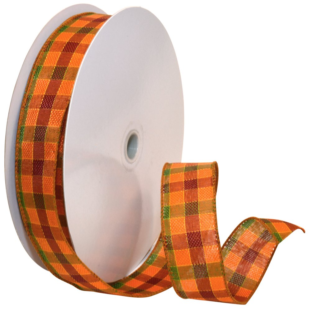 Morex Cinta de Tela con Alambre para Manualidades de Otoño - Naranja - 1-1 - 2 In x 50-Yd