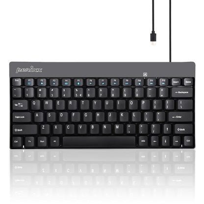 Perixx PERIBOARD-422 - Mini Teclado USB-C con Cable, Conector USB Tipo C, Color Negro, diseño en inglés Estadounidense