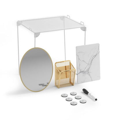 U Brands 4146U01-06 - Organizador y kit de decoración, artículos esenciales para el regreso a la escuela, dorado, 11 piezas, incluye accesorios de impresión de mármol, espejo, estante y más