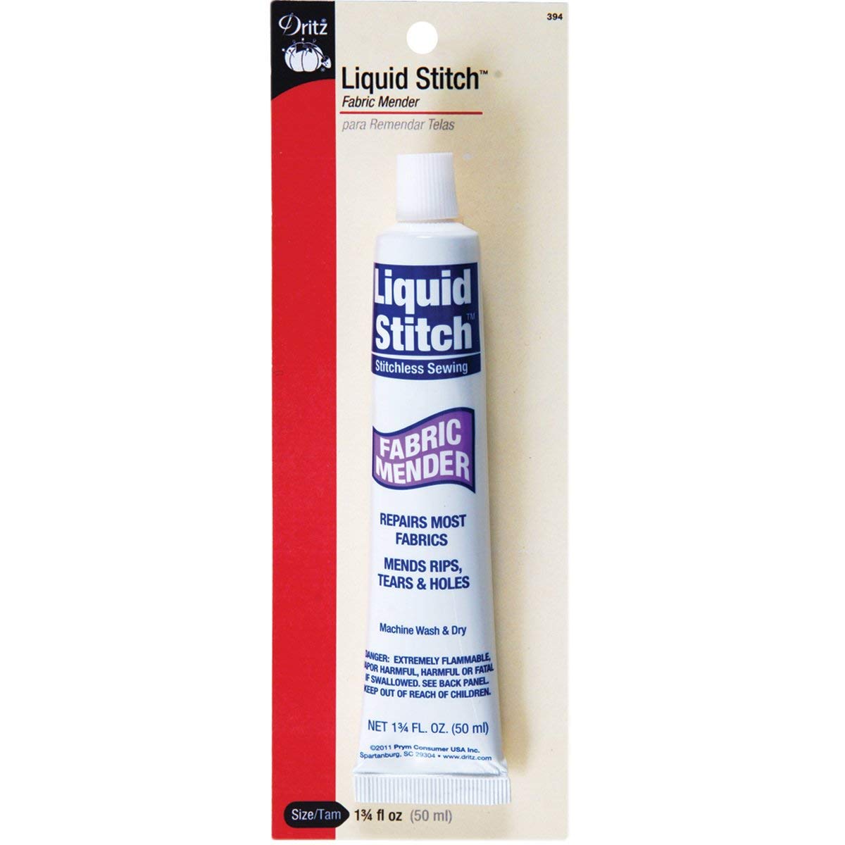 Dritz Liquid Stitch Fabric Mender, 1.69 onzas líquidas, Transparente | calcomanía de tela transparente - Suministros de costura