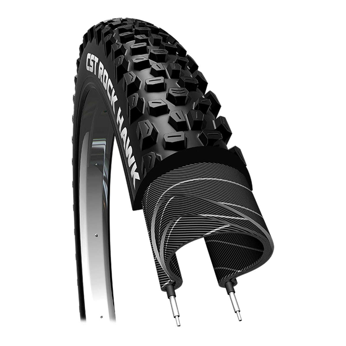 CST Llanta MTB Rock Hawk 29 x 2.25 | Doblable | 60 TPI | Tubeless Ready con EPS | Color Negro
