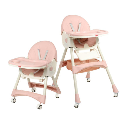 Motek Brina Silla Periquera 2 en 1 Reclinable, Ruedas con Freno - Rosa