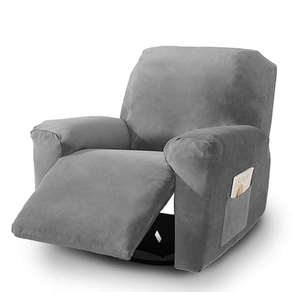 NORTHERN BROTHERS - Fundas elásticas para sillas reclinables, Fundas de Terciopelo Antideslizante, Fundas reclinables Suaves y Gruesas, Lavables para Mascotas, Color Gris Claro