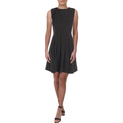 Anne Klein Crepe Vestido con Costura y Flare Vestido para Mujer
